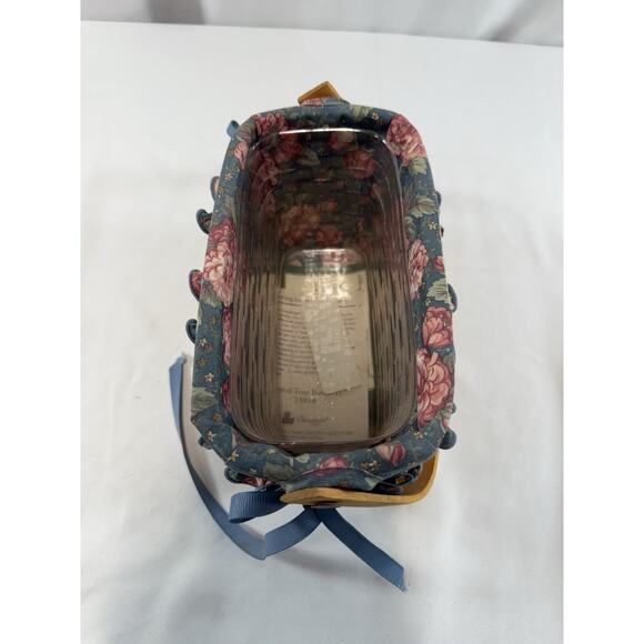 1996 Longaberger Dresden Tour II Basket w/Rose Liner & Protector 7L 3.5W 4.75H - Picture 3 of 4